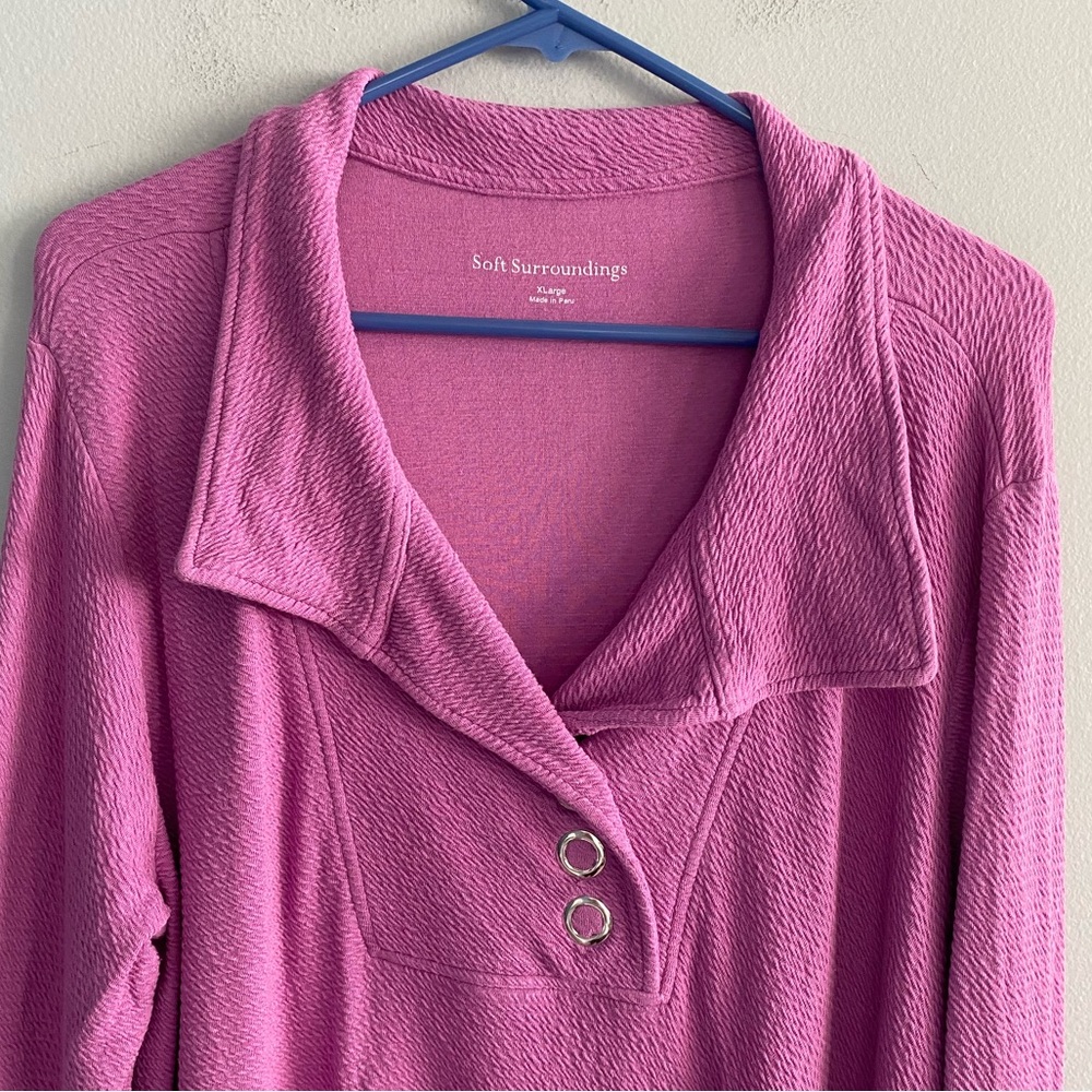 Soft Surroundings Carlile Orchid Purple Collared Blouse - Picture 3 of 8